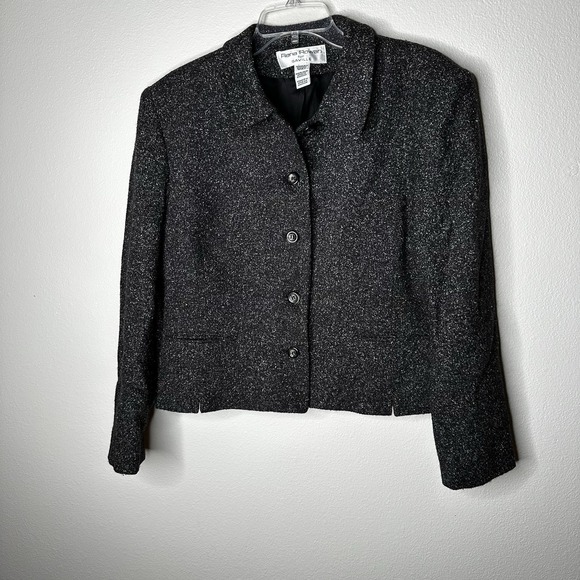 Vintage Rena Rowan for Saville Womens Blazer Dark Gray 80% Wool 20% Silk Size XL - Picture 1 of 8